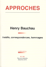 Revue Approches - Henry Bauchau - N 152 - Dcembre 2012