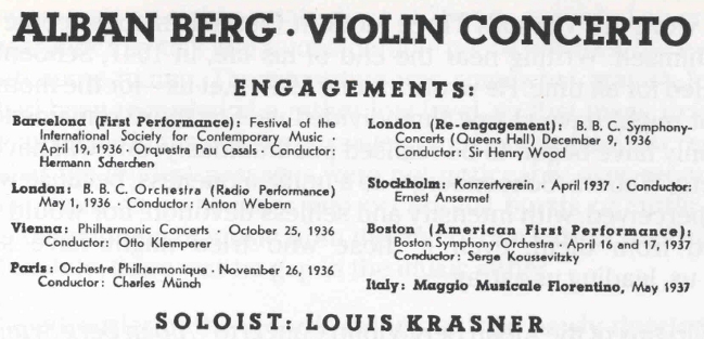Alban Berg - Concerto pour Violon - Crations 1936-1937