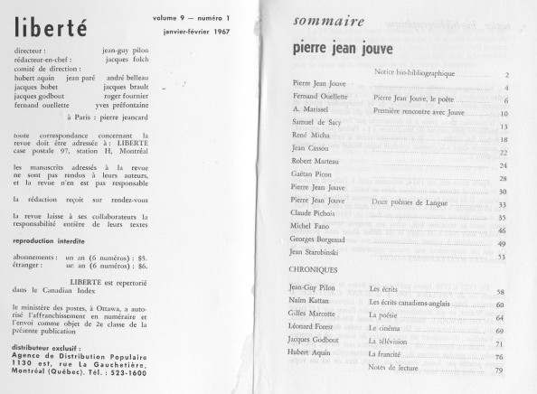 Libert Janvier-fvrier 1967 - Jouve - Sommaire