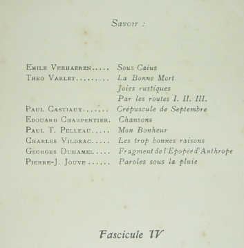 Les Bandeaux d'Or- Fascicule IV - 1907 - Sommaire