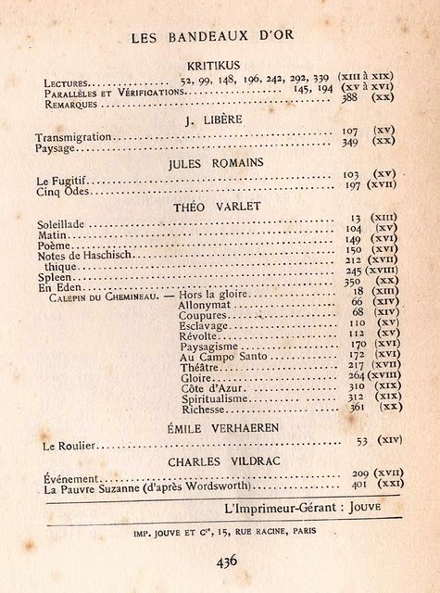 Les Bandeaux d'Or - 4e série - 1911-1912 - Table des matières - 4